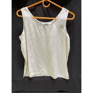 Paul Harris Design Women's Beige Silk Scoop Neck Sleeveless Tank Top M. NWT